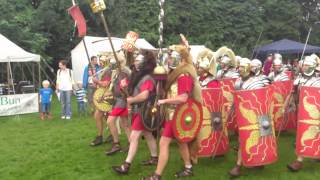 Roman Reenactment at the Amphitheatre in Caerleon Marching In [upl. by Ladnor937]