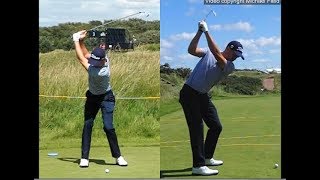 Justin Thomas golf swing  Long Iron faceon amp downtheline July 2017 [upl. by Fabrienne]