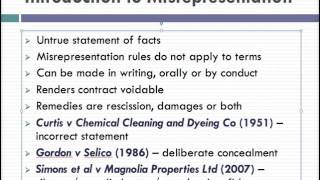 Misrepresentation Lecture 1 of 4 [upl. by Scheider]